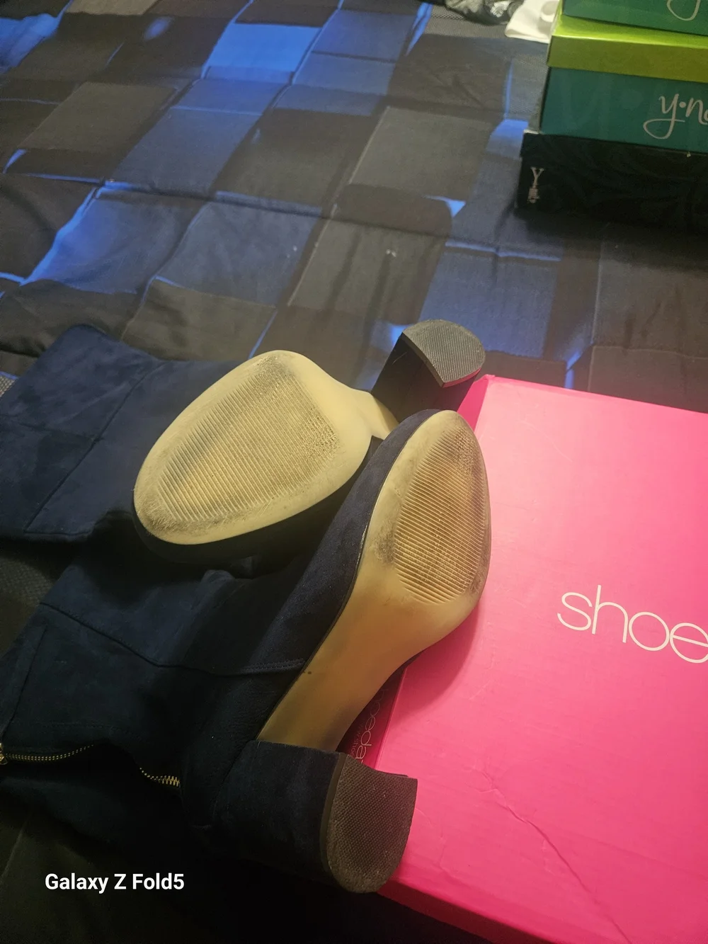 Women’s Over-the-Knee Suede Boots in Navy